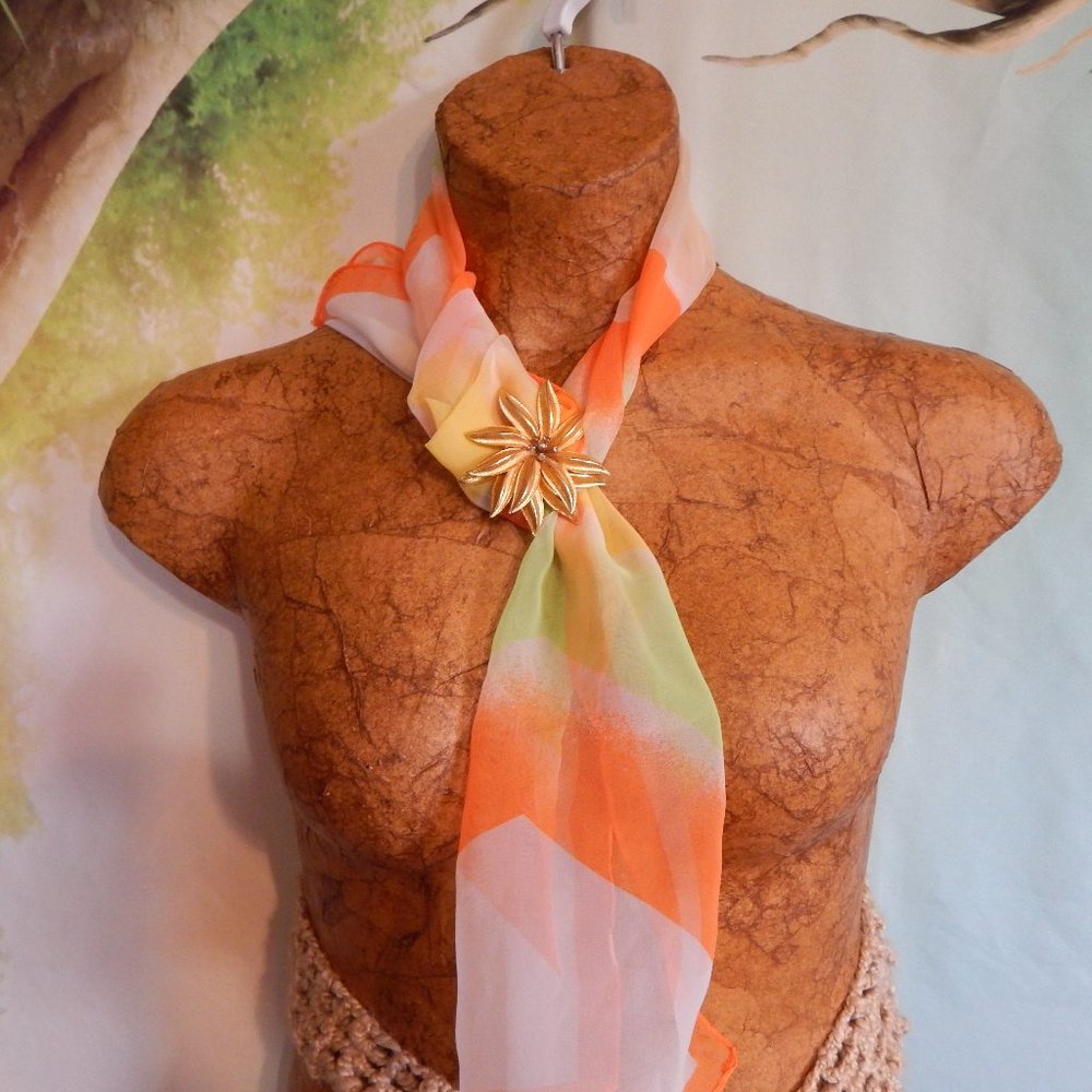 <3 $6 - $12 Vibrant Orange Yellow & Lime Green Scarf <3